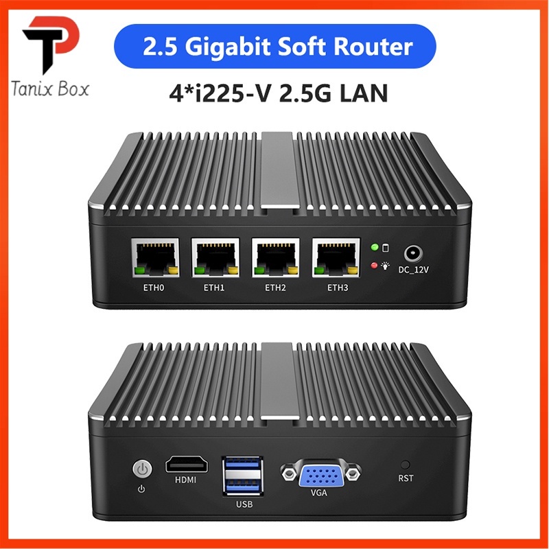 Fanless Soft Router Intel Celeron J4125 Mini PC 4 Intel I225 2 5G LAN