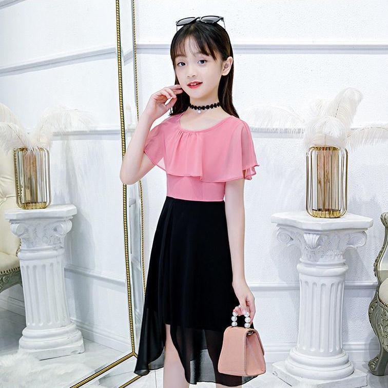 Kids Dress Baby Girl Chiffon Dress Baju Gaun Budak Perempuan 3 12 Years Old Kids Girl Dress Princess Korean Styles Short Sleeve Beach Skirt Baju Dress Budak Perempuan Kanak Kanak Girl s Clothing