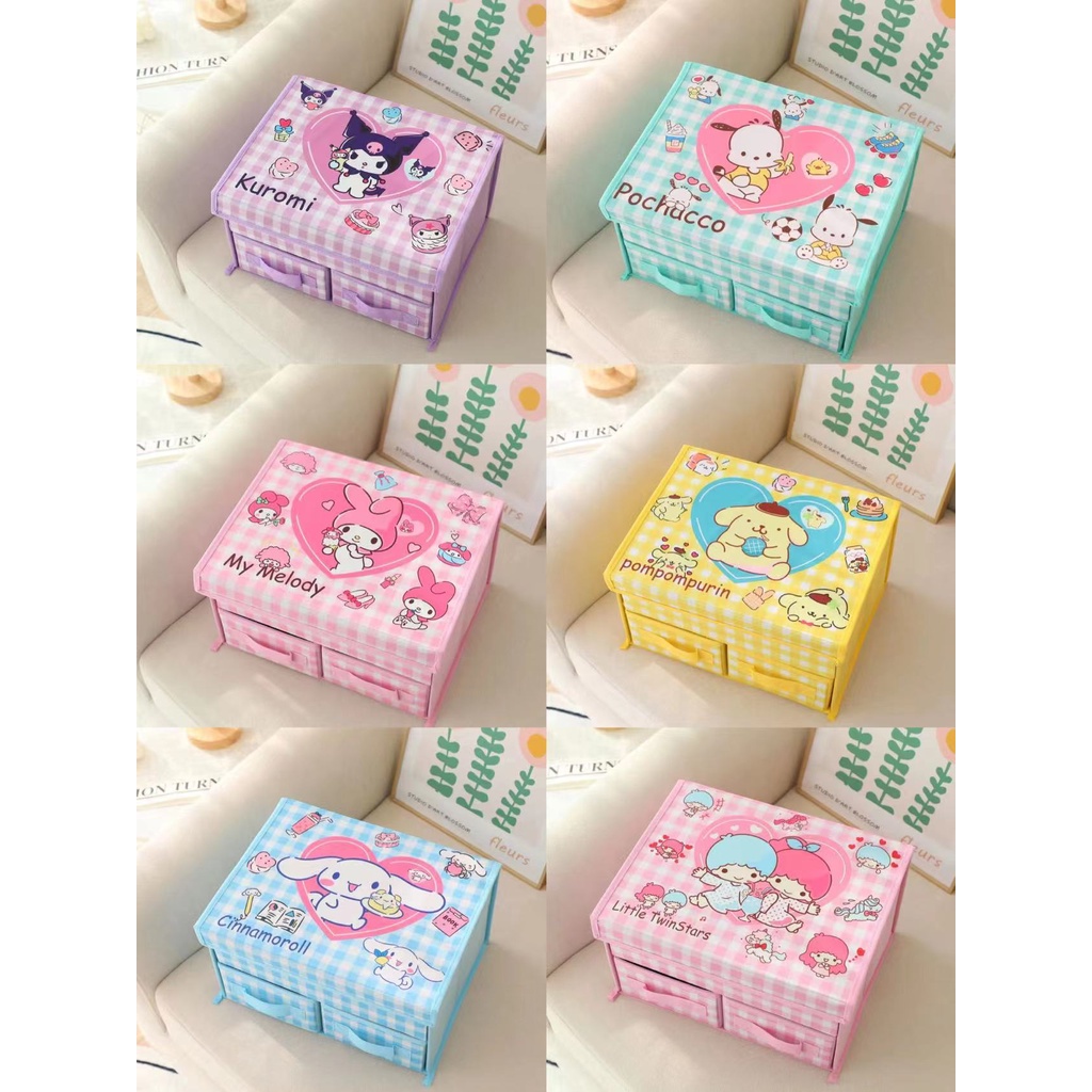 Cute Cartoon Storage Box Drawer Style Fabric Organizer Box Foldable ...