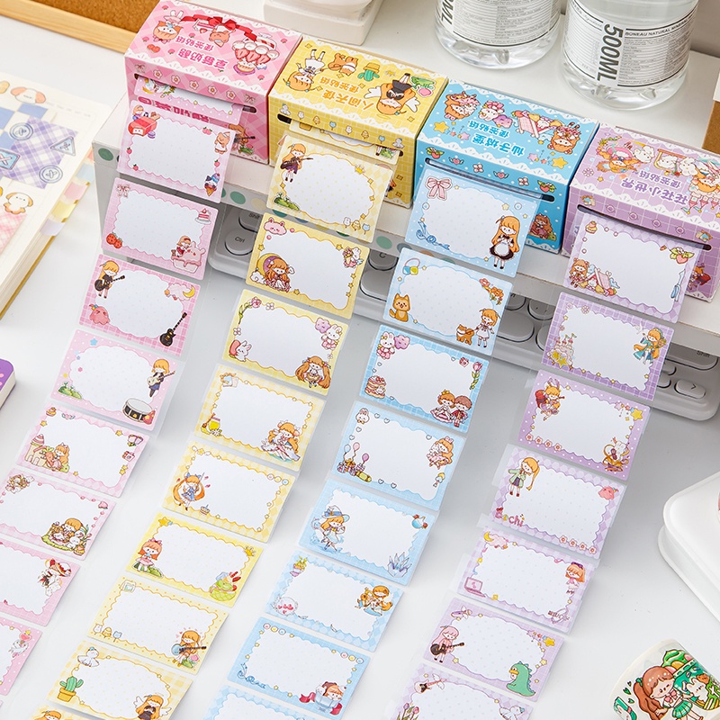 70 Sheets Boxed Cartoon Girl Series Pull-Out Style Sticky Notes School ...