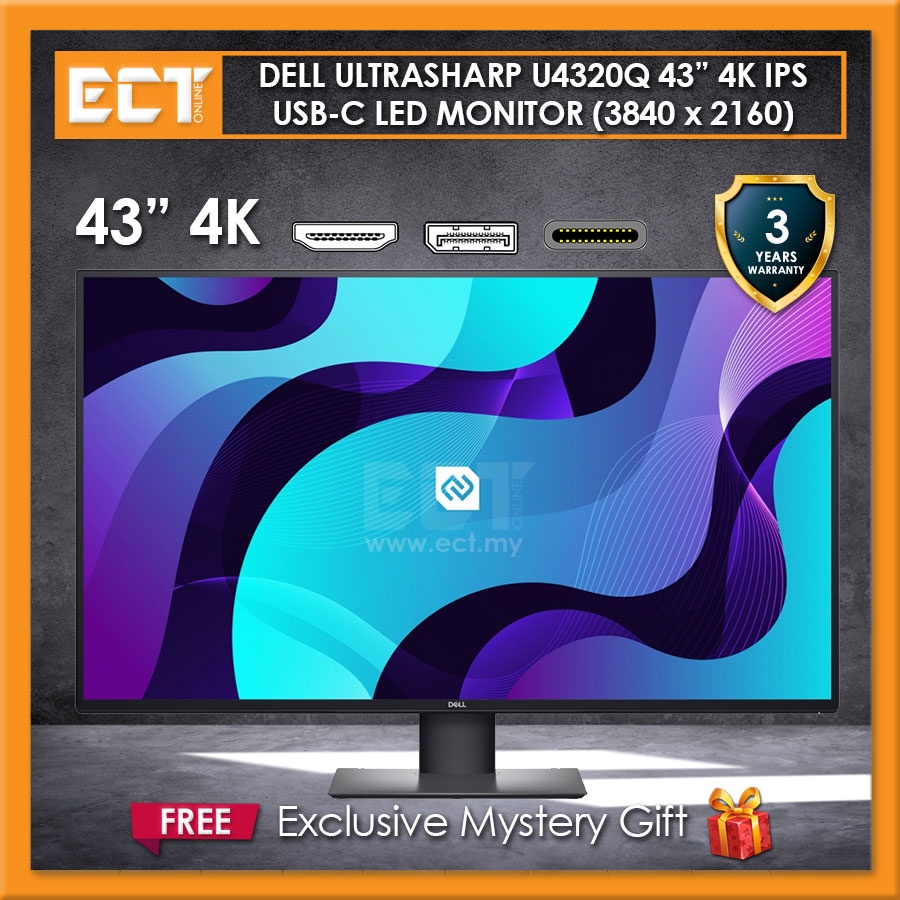 Dell U4320Q 43" 4K UltraSharp USB-C (3840x2160) 5MS IPS LED Monitor ...