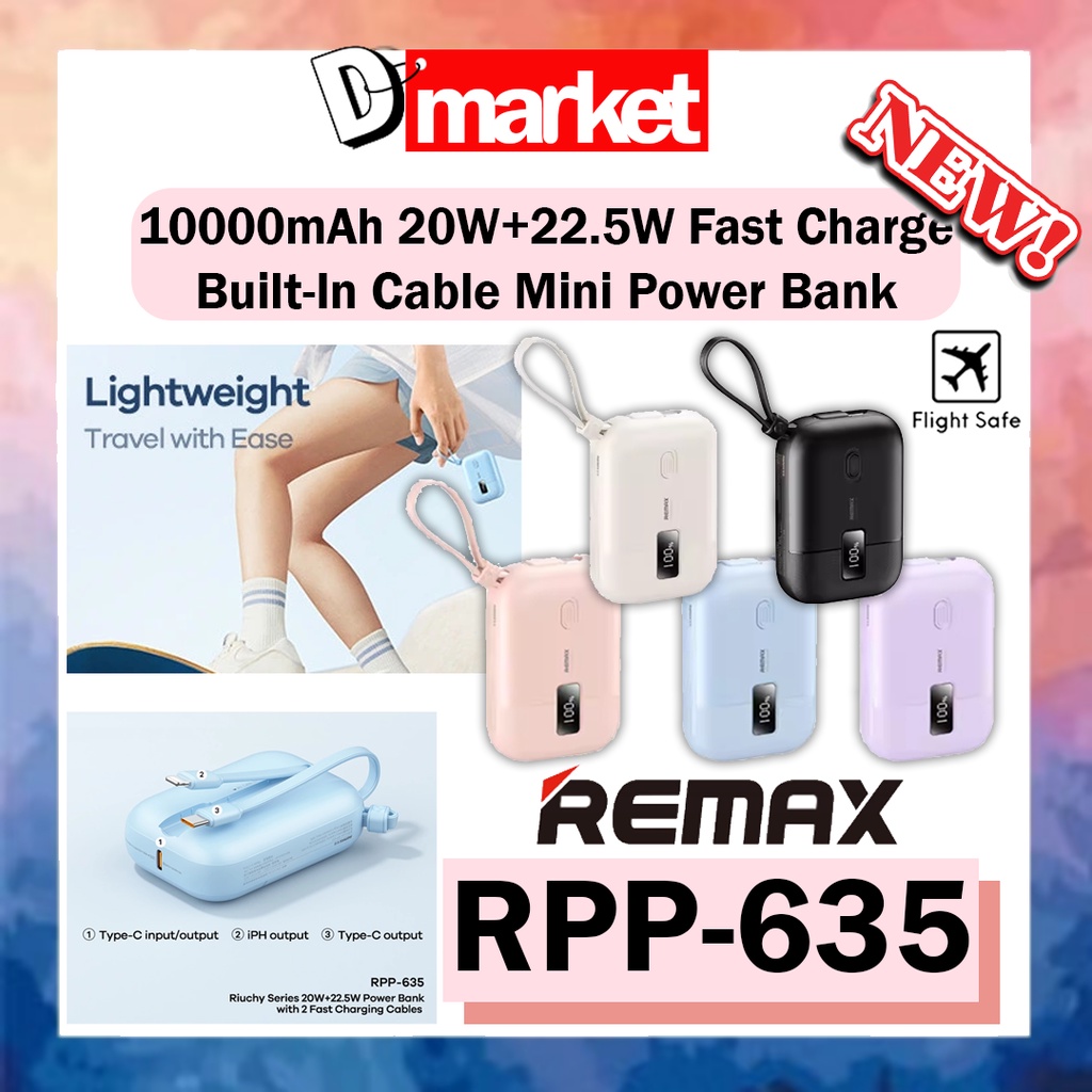 Remax RPP-635 10000mAh Built-In Cable Power Bank 22.5W Super Fast ...