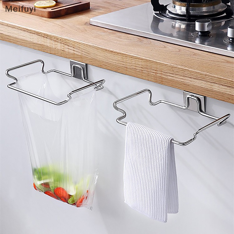 [Meifuyi] Stainless Steel Kitchen Trash Rack Cabinet Door Garbage Bags ...