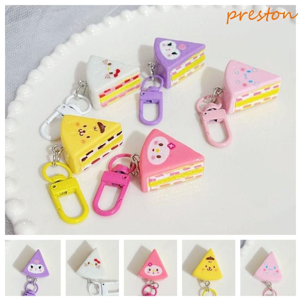 PRESTON Pizza Cinnamoroll Keychain, KT Cat Resin Cheesecake Kuromi