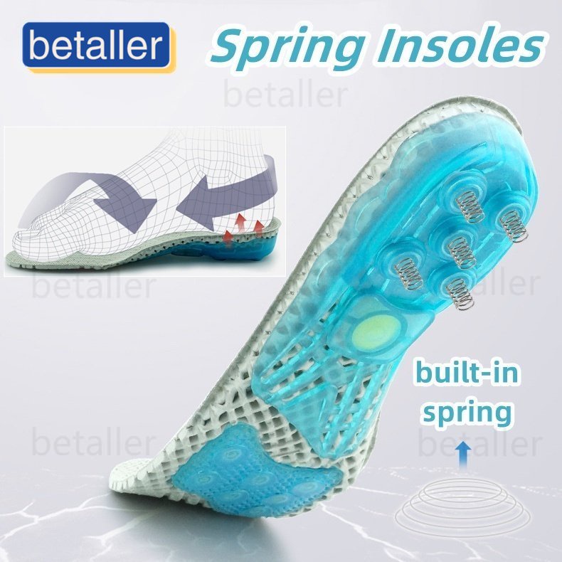 Spring insole Sport Shock Absorption Soft Insoles Breathable Elastic Insert Running Shoes Pad