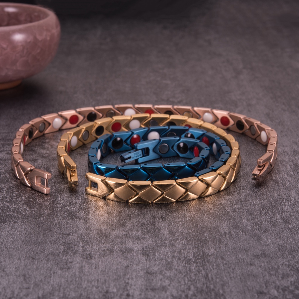 Bracelet Gold Chain Link Stainless Steel Male Benefits Health