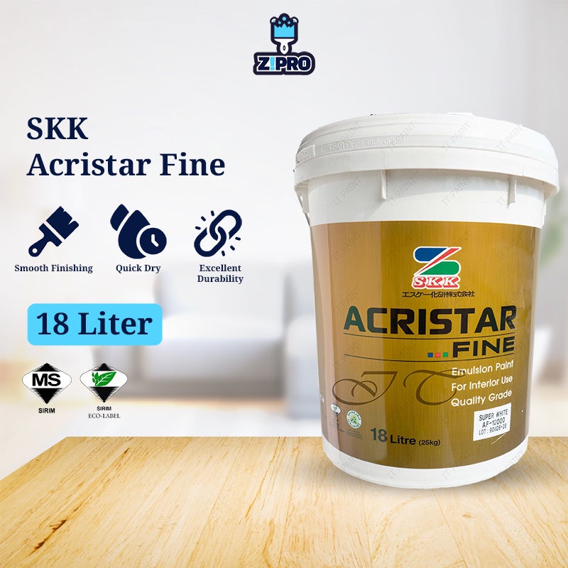 SKK Acristar Fine 9102 Super White 18L Emulsion Paint Interior Wall Paint Ceiling Paint Cat Kapur