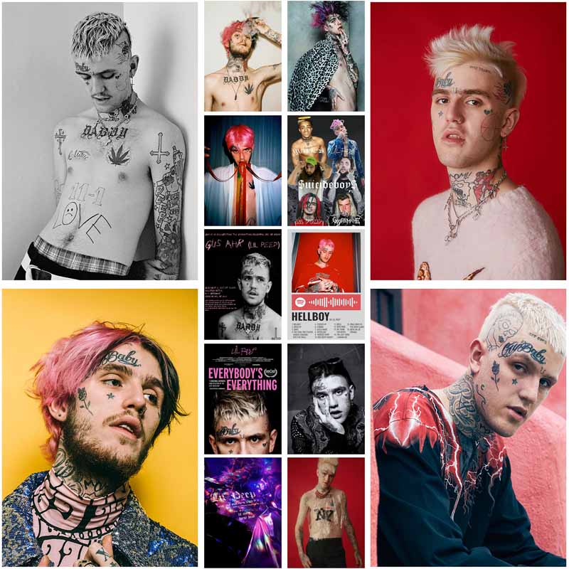 HD Printed Wall Art Decor Pictures White Paper Rapper Lil Peep Posters ...