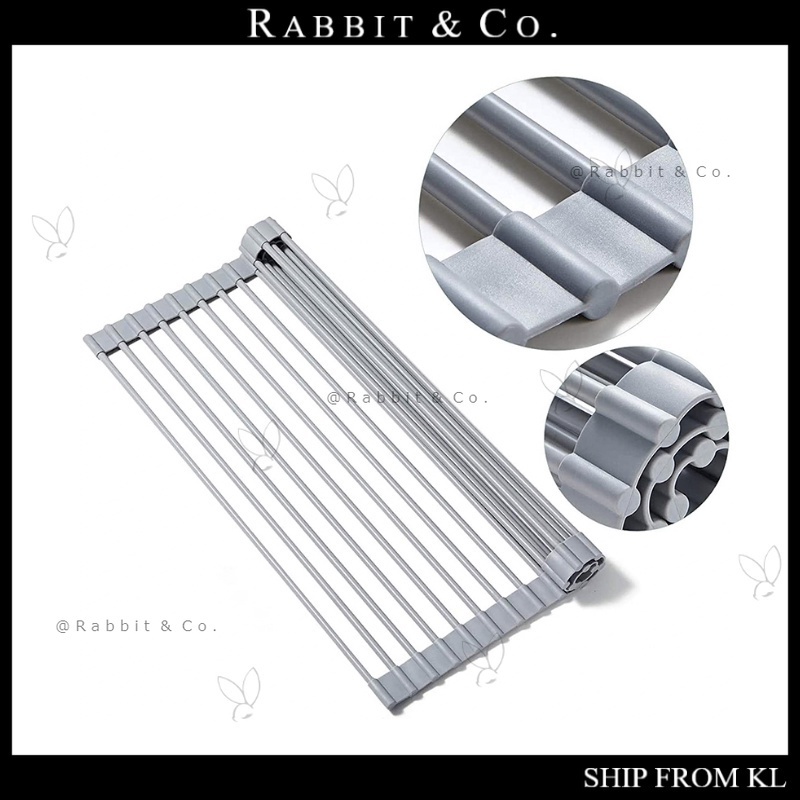 R&C Roll Up Dish Drying Rack Over The Kitchen Sink Dish Drain Drying ...