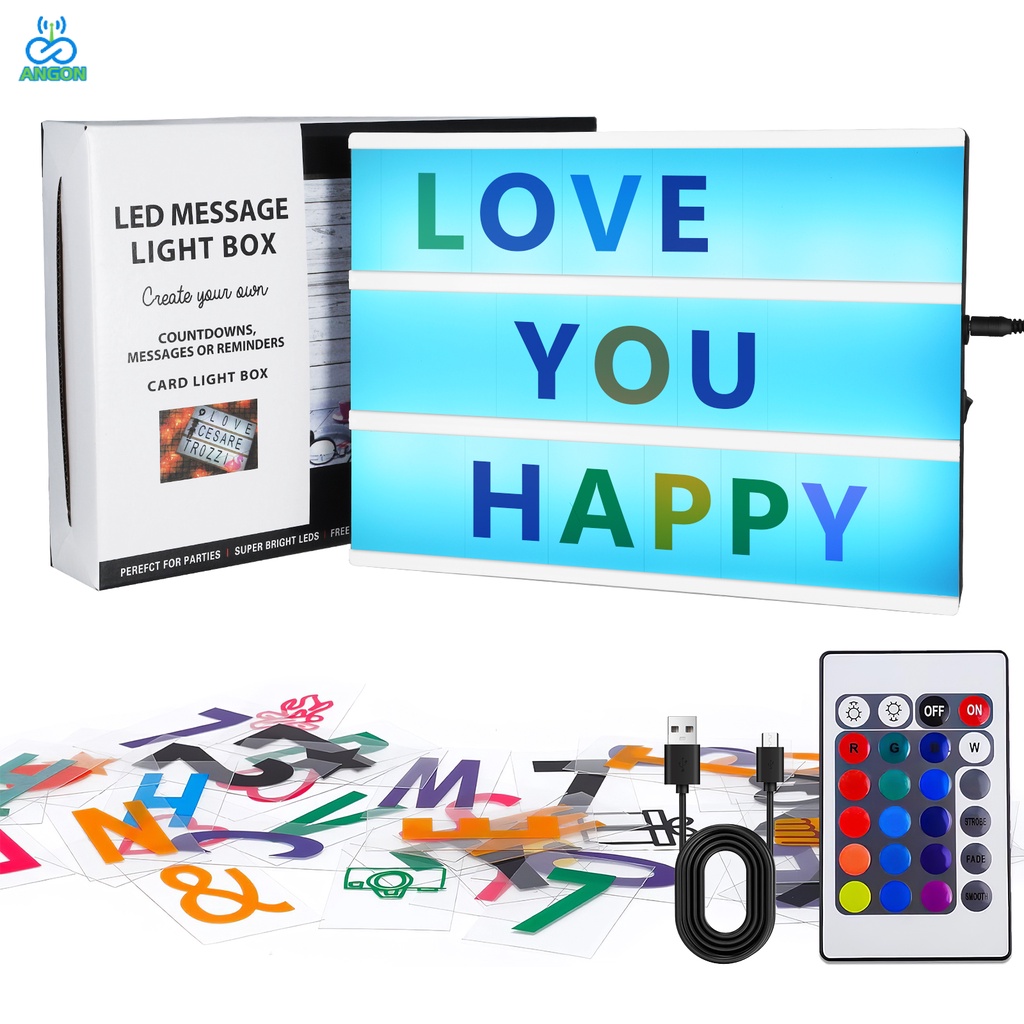 AN LED Information Light box, Pink light box, 384 letters and emojis, LED light box set, A4