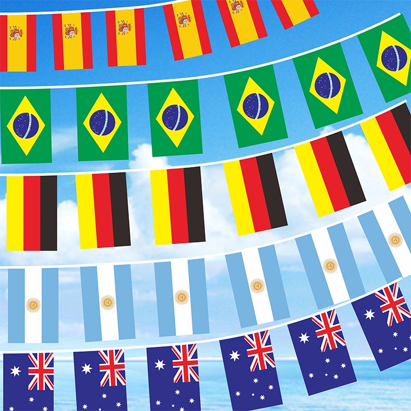 2022 FIFA Brazil/Germany/Argentina/Australia/Spain String Flags Street ...