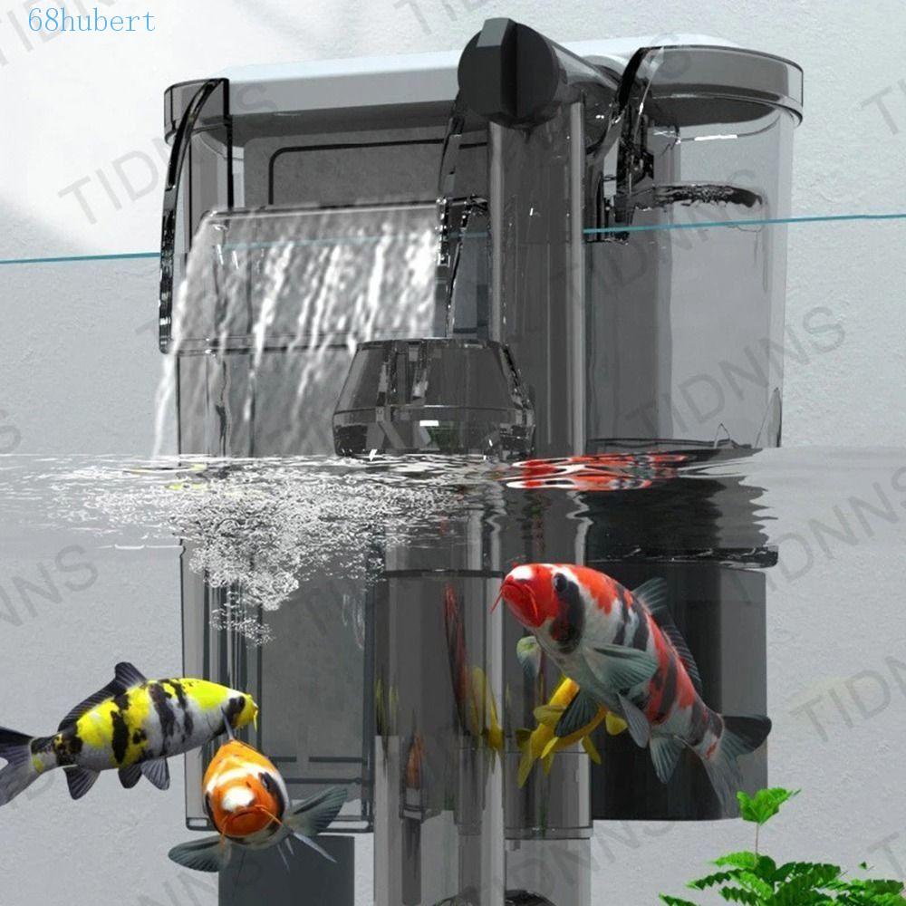 HUBERT Quiet Fish Tank HOB Filters, Waterfall Type Oil Film Treatment Slim Aquarium Filter