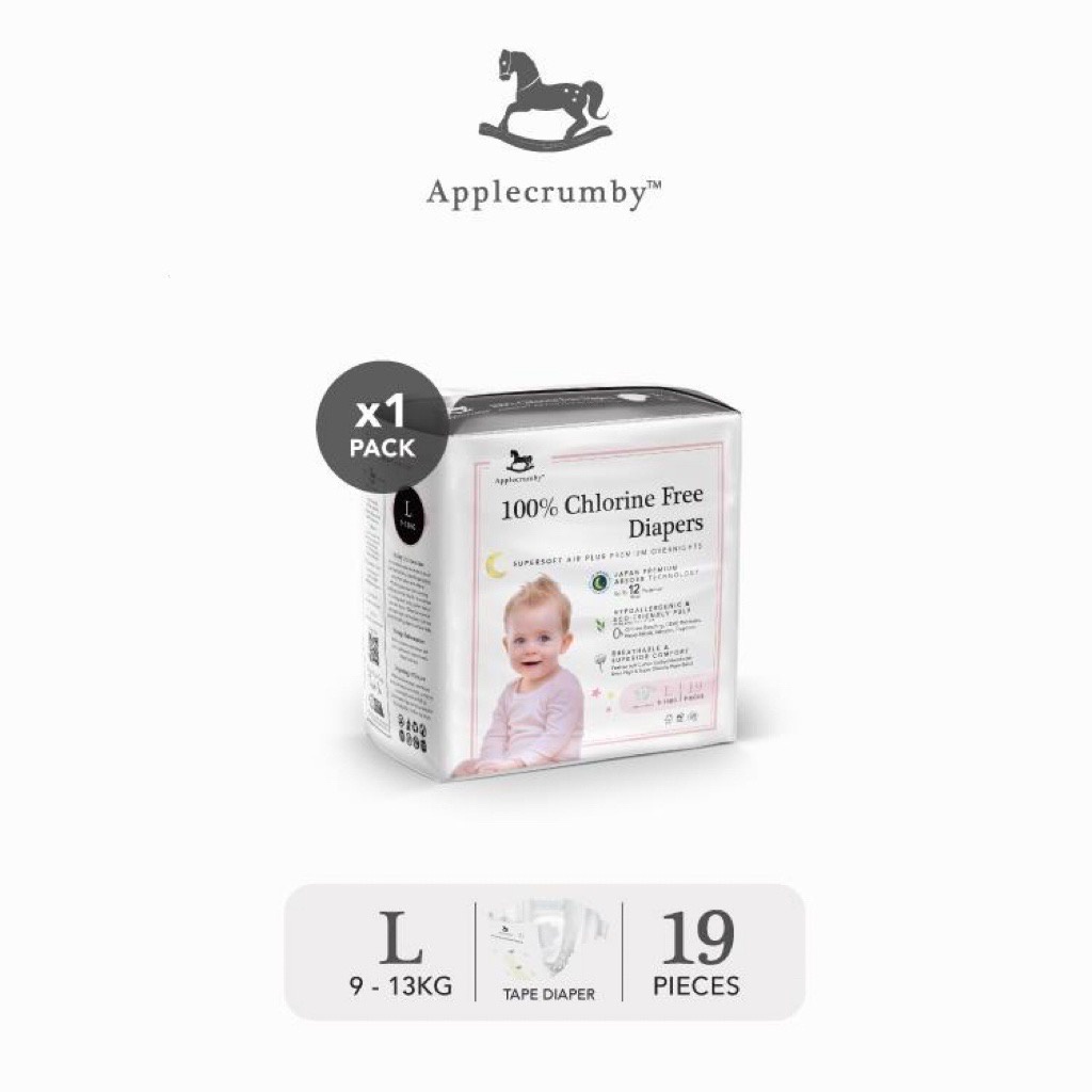 Applecrumby Chlorine Free Premium Overnight Diapers Mini Pack (Tape L / XL Pull Up XL / XXL
