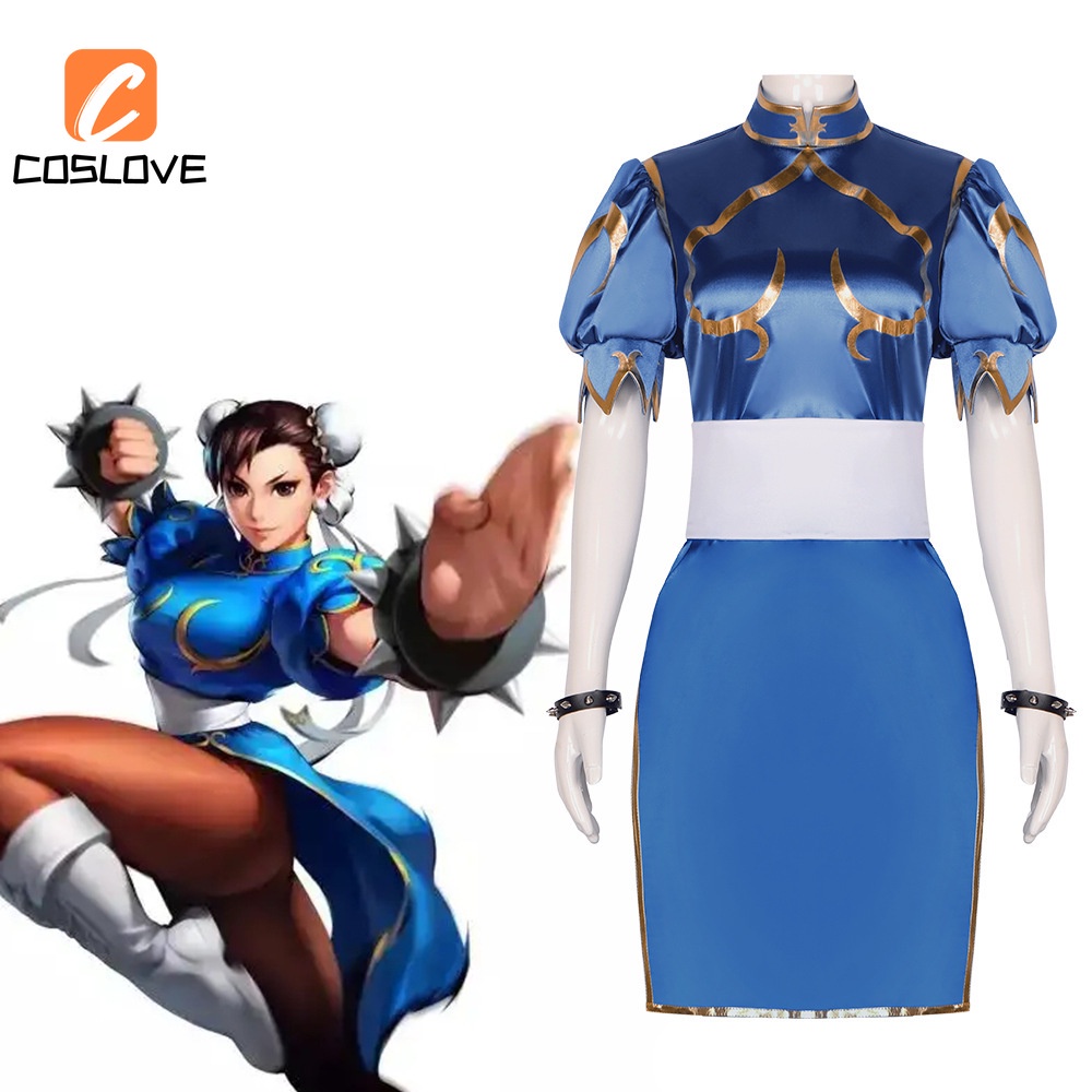 Streets Fighters Chun Li Cosplay Full Set Costume Classic Style Dress ...