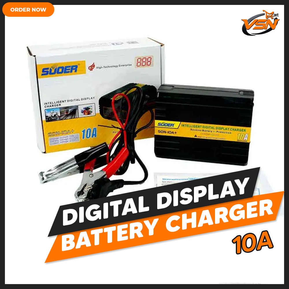 Digital display battery charger for gel battery and sealed lead acid