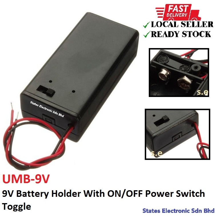 9V Battery Holder With ON/OFF Power Switch Toggle - UMB-9V | Shopee ...
