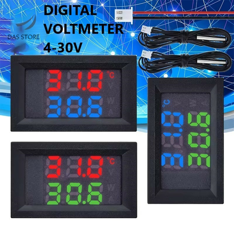 Digital Voltmeter and Thermometer 4-30v dc -50 to 120 degrees ...
