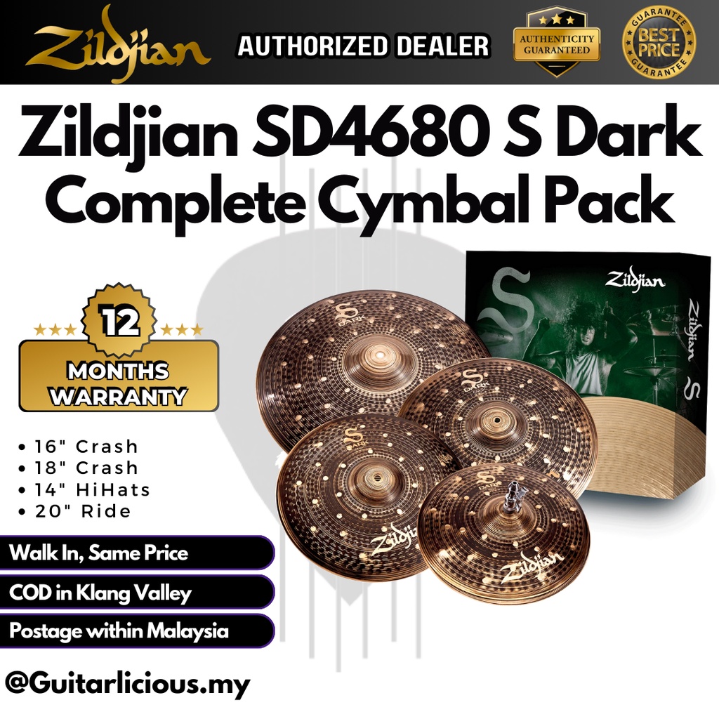 Zildjian S Family Dark Cymbal Pack – Becken Set Mit 14" HiHats, 16" & 18" Crash, 20" Ride