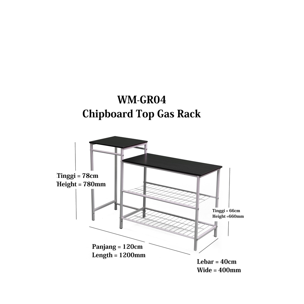 WMGr04 CHIPBOARD TOP Gas Rack/ meja stove/ rak dapur/metal rack ...