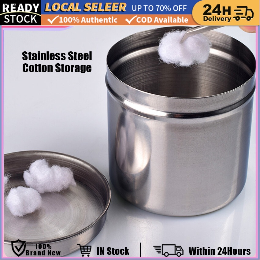 acohol swab cotton ball holder Stainless Steel With Lid cotton ball