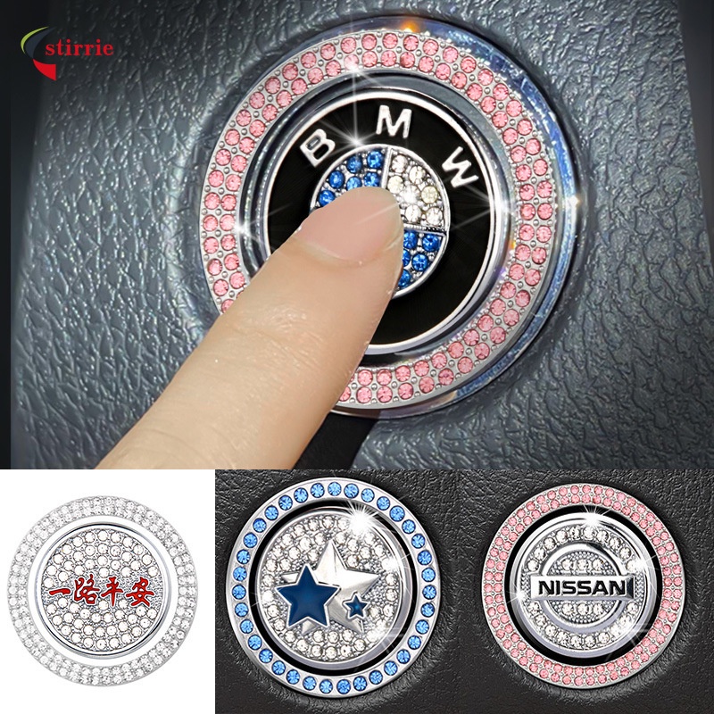 Rhinestone Car Ignition Key Ornament Ring Auto Start Engine Button ...