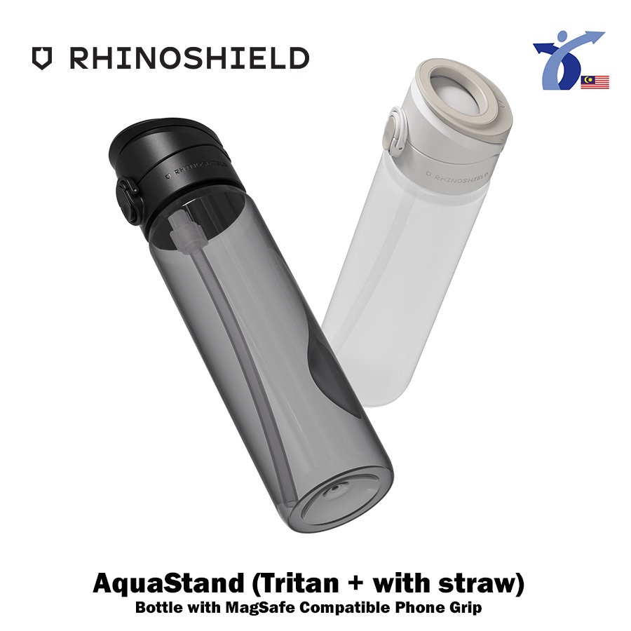 RhinoShield AquaStand Bottle with MagSafe Compatible Phone Grip - White -  Tritan - with Straw