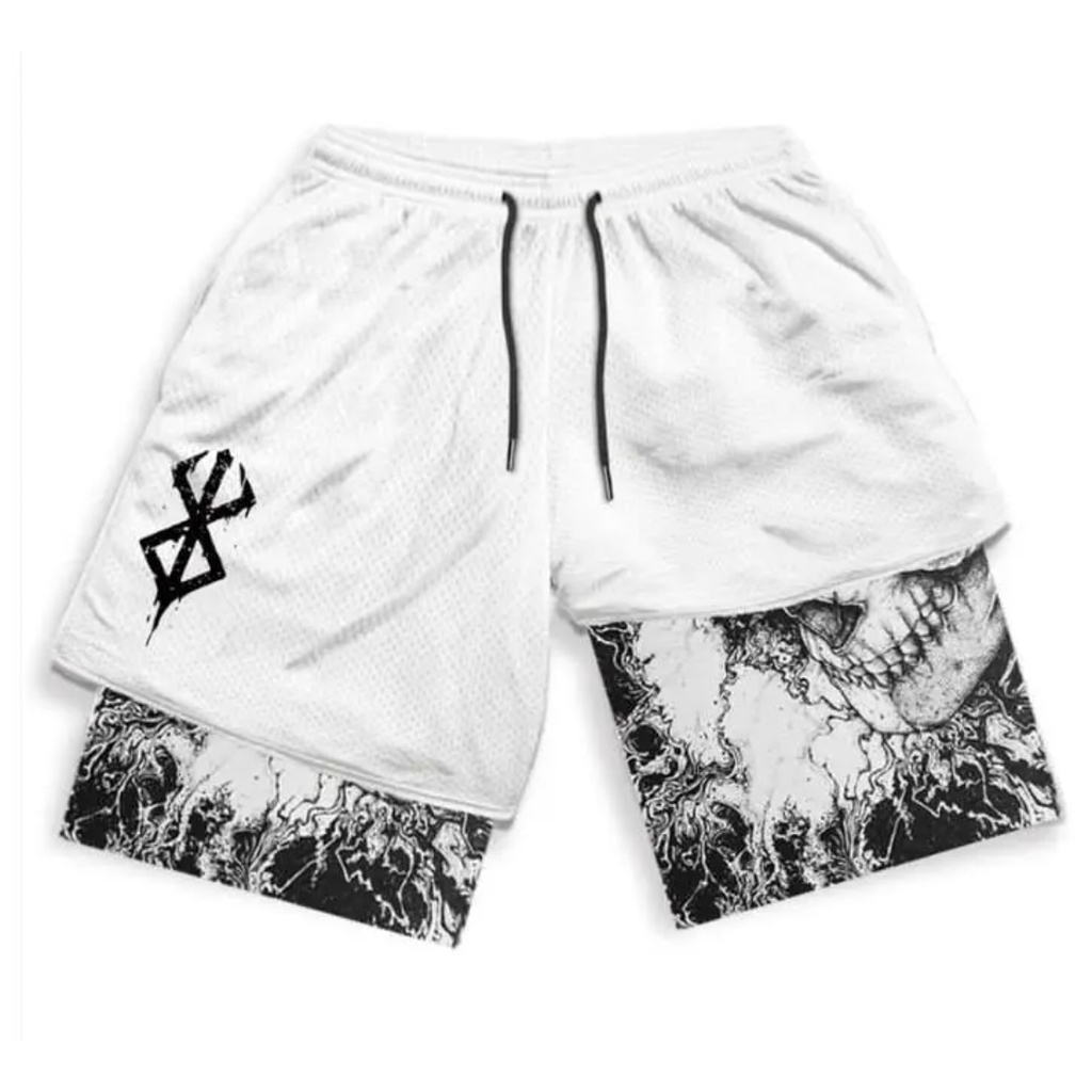 Anime Berserk Performance Shorts 3D Print Sport Running 2 in 1 Gym