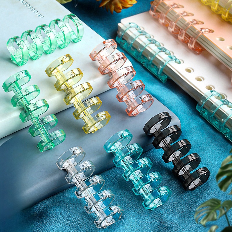 1pc 3/5Hole Plastic LooseLeaf Binder Ring Transparent Colors/Vintage
