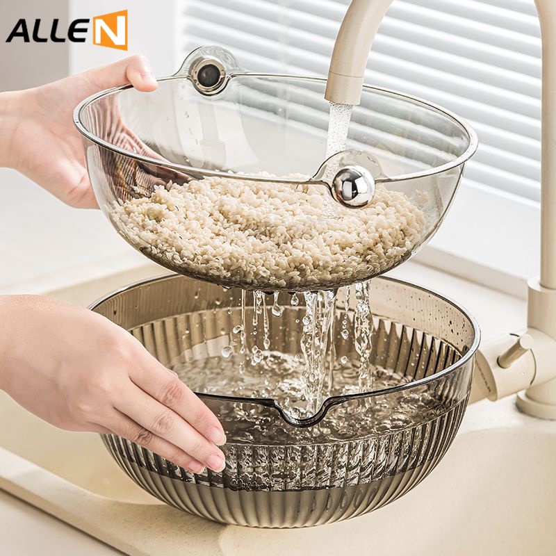 [ALLEN] Double Layer Rice Basket/Drain Basket/Kitchen Vegetable Washing ...