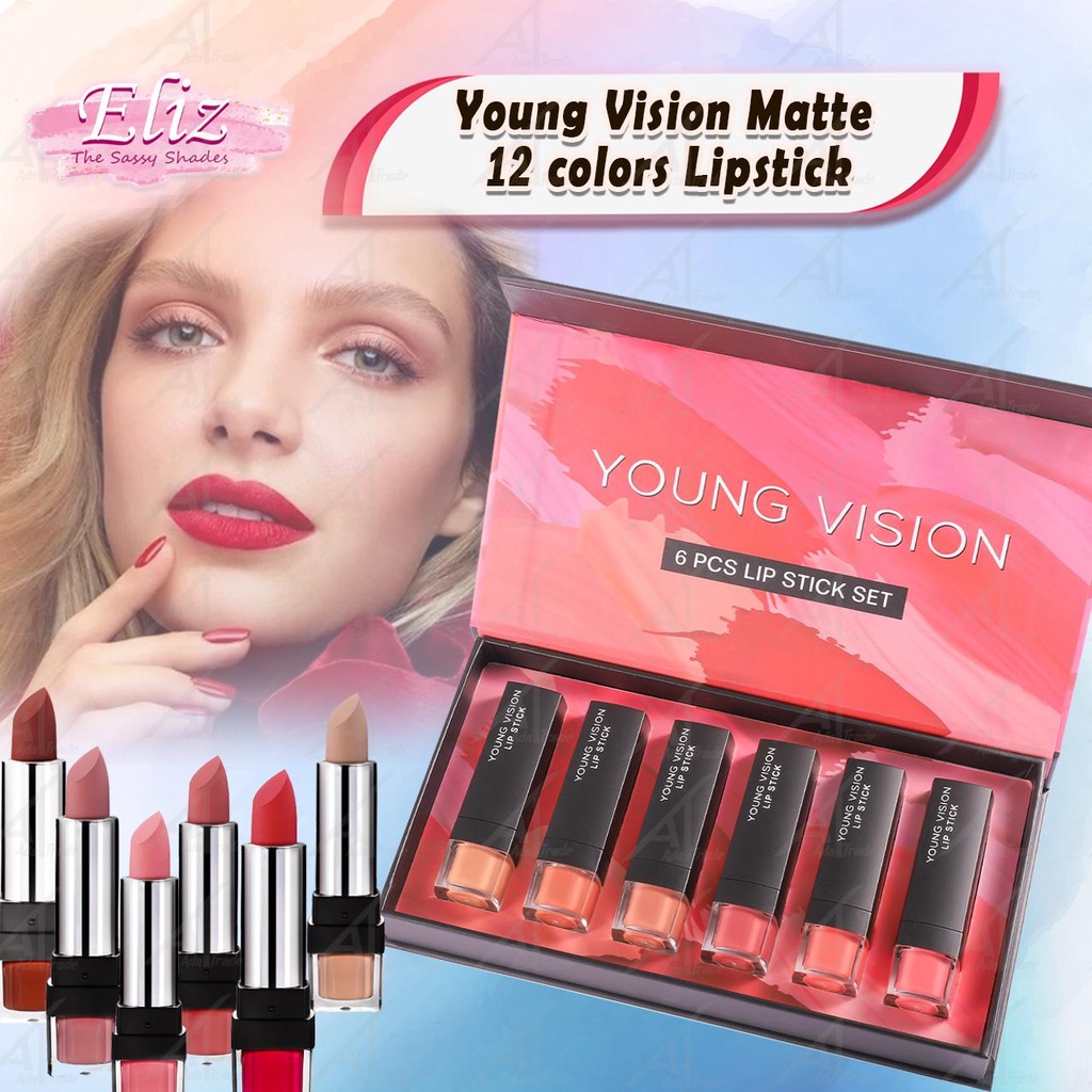 Young Vision 12 Colors Makeup Matte Lipstick Waterproof Long Lasting Lip Stick Sexy Red Pink 