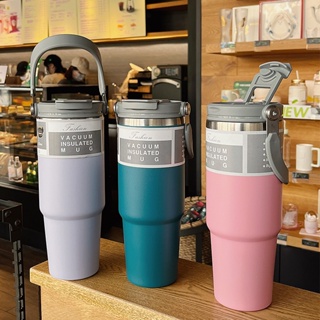 Botol Air Tahan Sejuk Tumbler with Handle 900ml Stainless Steel Thermos Tumbler Bottle with Straw Insulated Flask Water Bottle Botol Air