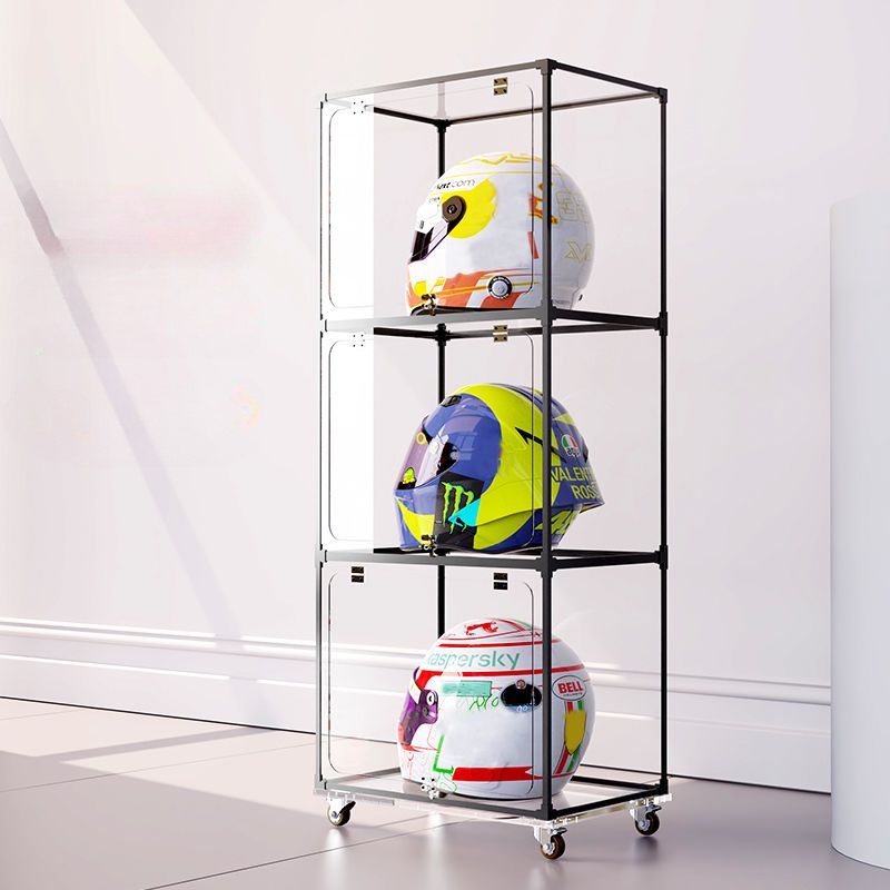 Helmet display frame storage rack Motorcycle hat storage cabinet ...