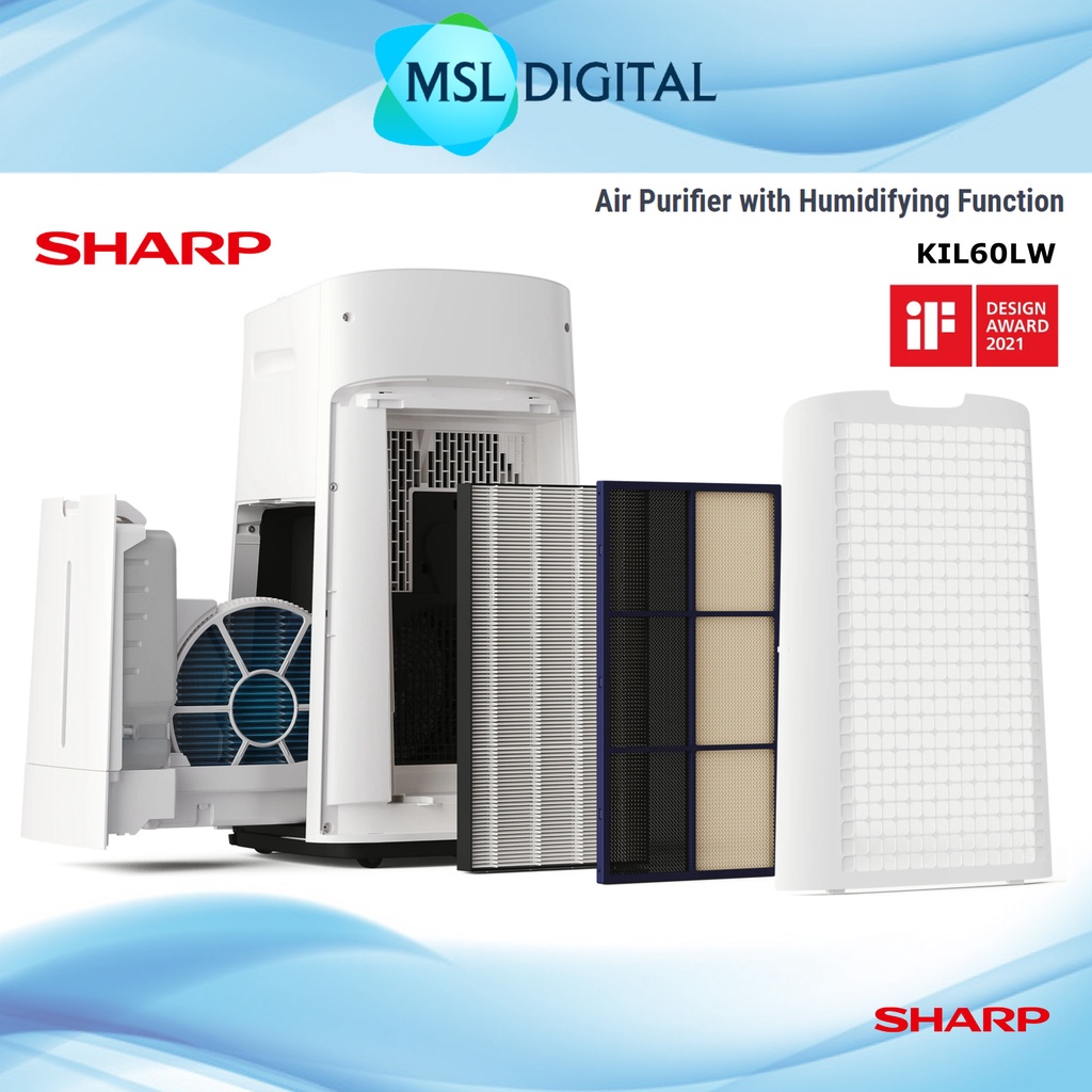 Sharp Air Purifier KIL60LW 50 sqm Humidifying | Reduces bacteria ...