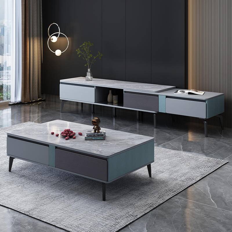 Modern Luxury Living Room Tea Seat, Rock Plate Tea Table, TV Cabinet ...