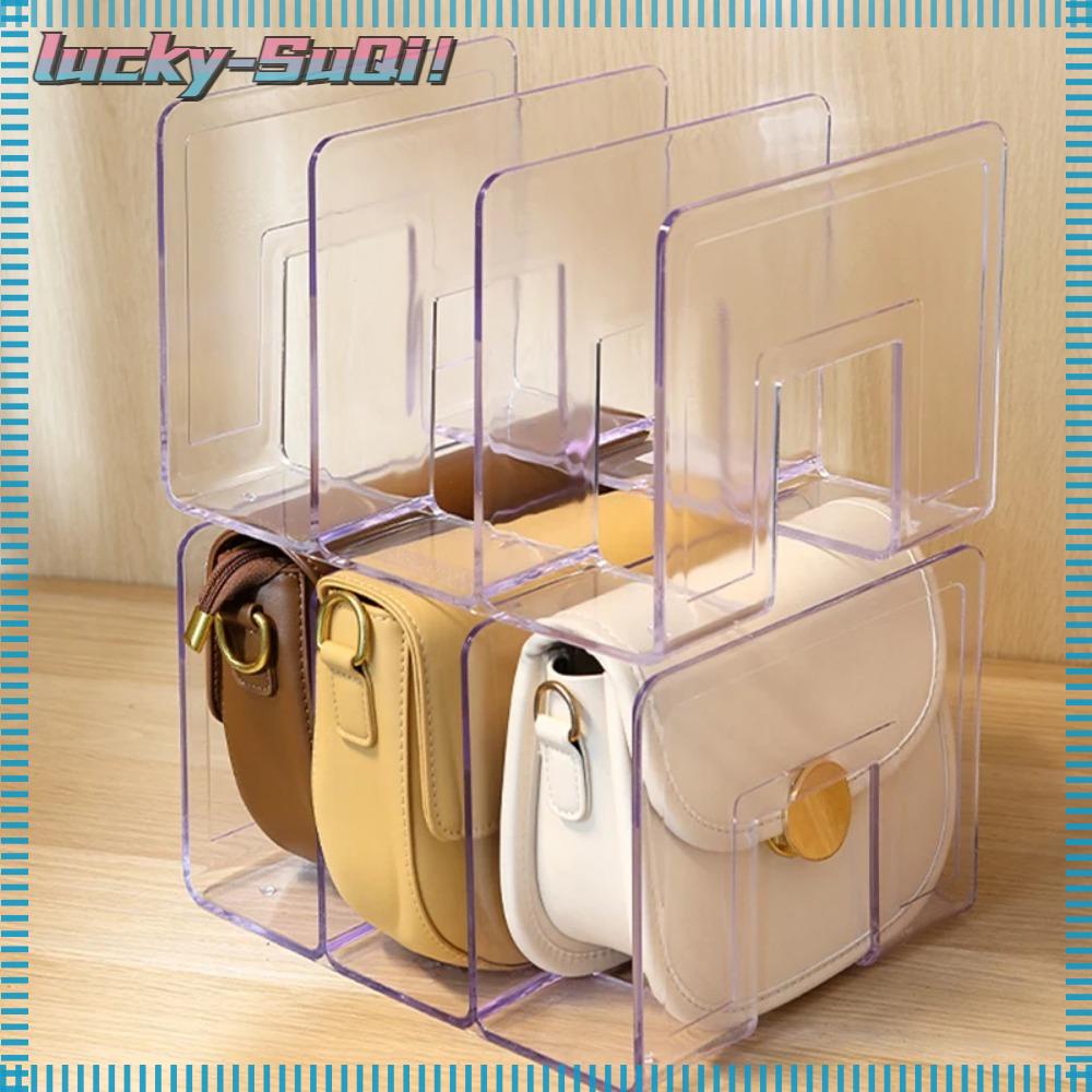 LUCKYSUQI Handbag Storage Rack, Transparent Partition Wardrobe