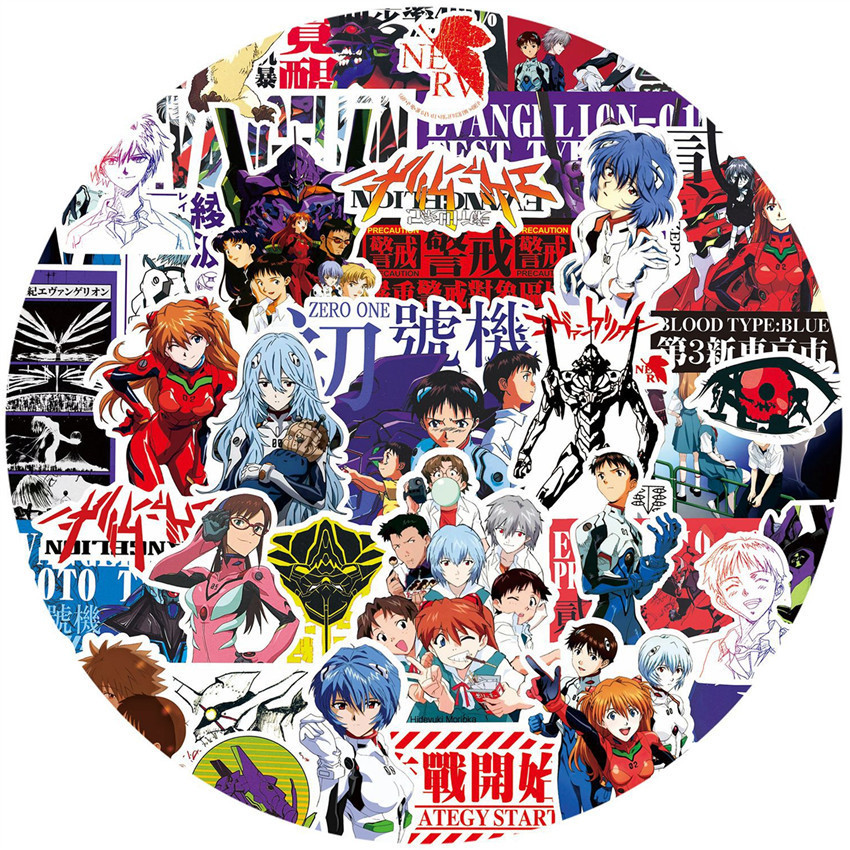 72Pcs/Set NEON GENESIS EVANGELIO . EVA Stickers Fashion DIY Decals ...