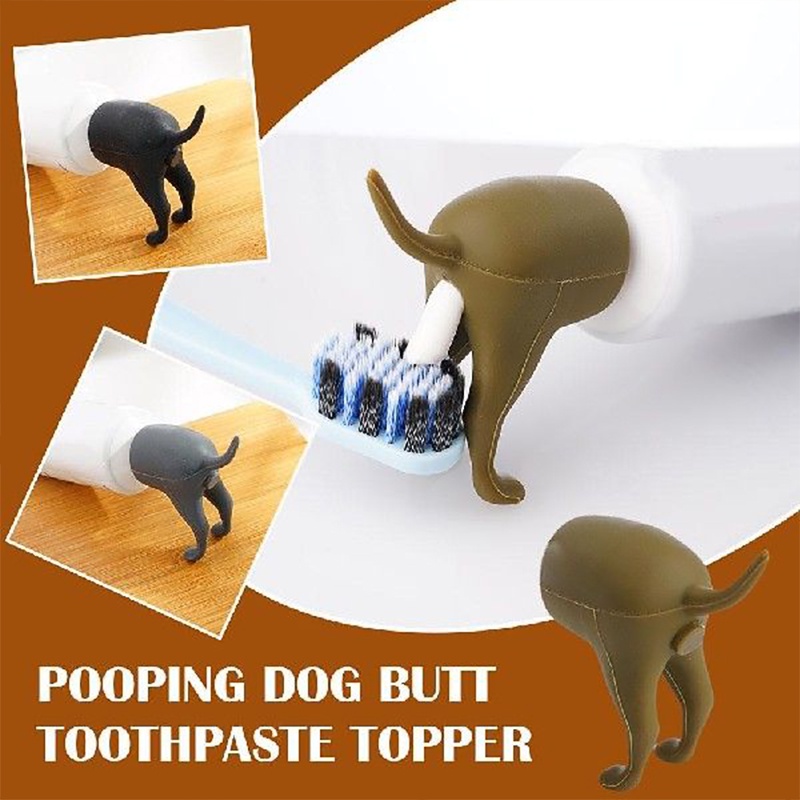 Pooping Dog Butt Toothpaste Topper,Funny Creative Pooping Toothpaste