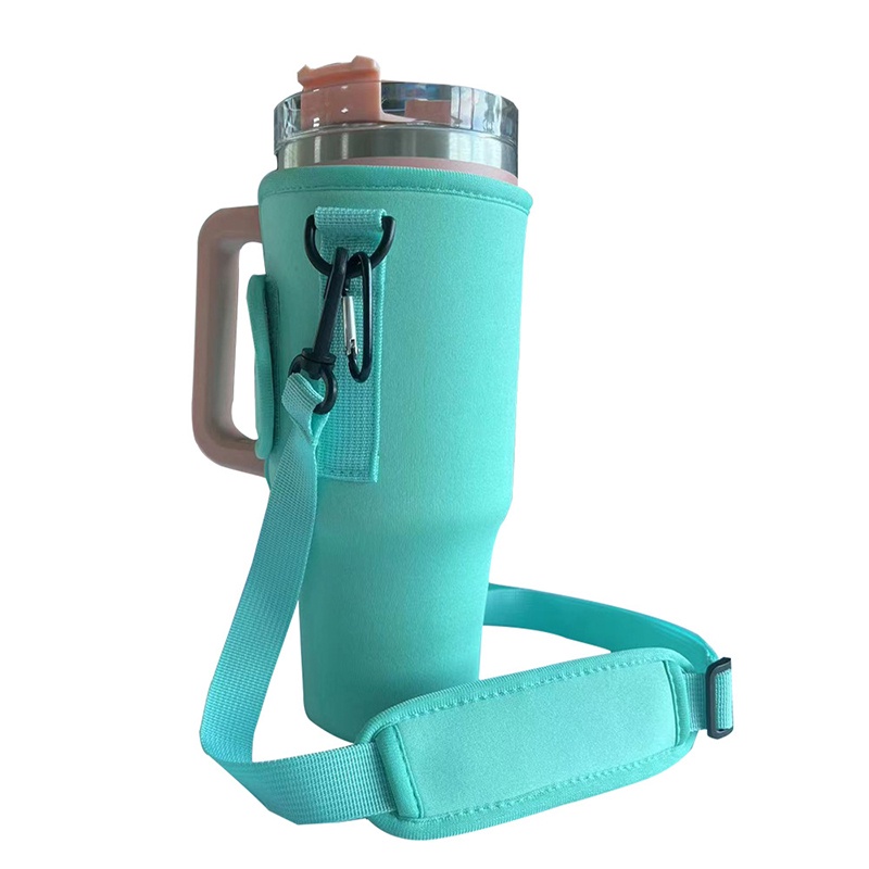 Bringsine Neoprene Water Bottle Carrier Bag For Stanley 40oz Tumbler - Adjustable Strap, Pouch Pocket & Carabiner - View #5