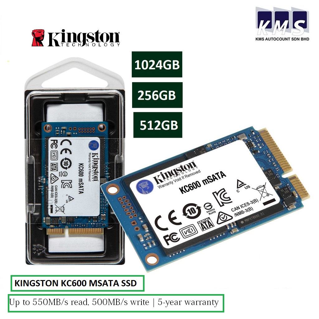 KINGSTON KC600 MSATA SSD ( 250GB / 512GB / 1024G ) Up to 550MB/s read ...