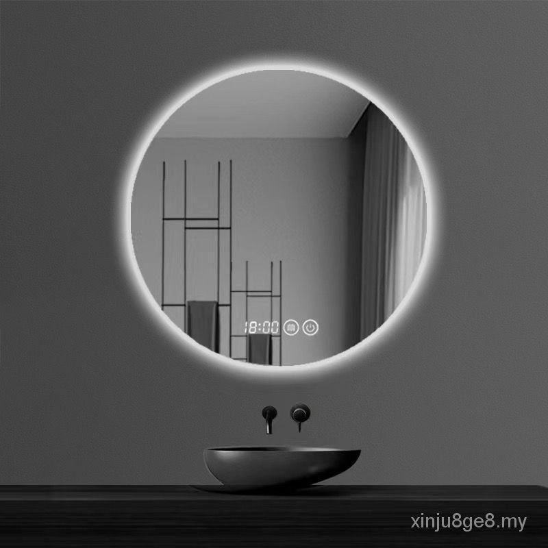Round Mirror WallMounted Smart Bathroom Mirror Toilet with Light led
