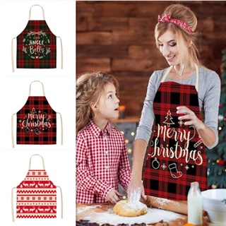 Christmas Apron Santa Claus Elk Christmas Tree Print Apron Aprons