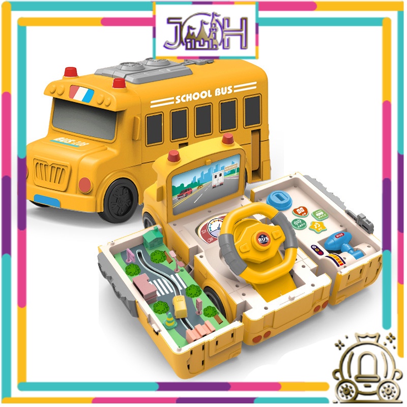 Driving Stimulation Steering Toy Pretend Transform Bus Moving Vehicle ...