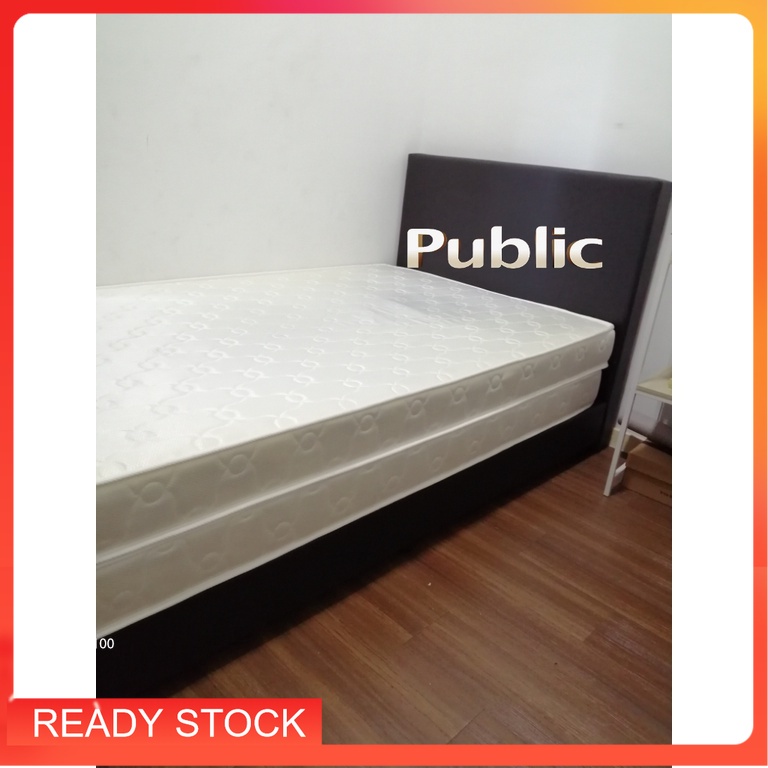 𝙏𝙀𝙍𝙈𝙐𝙍𝘼𝙃 Katil Kulit PVC Hitam Single / Super Single Tambah Foam Tilam ...