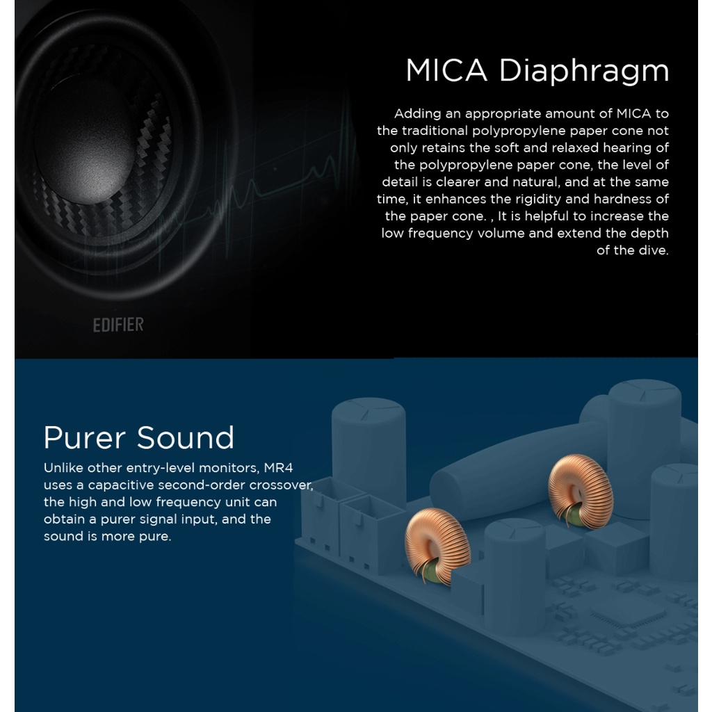 Edifier MR4 Studio Monitor Speaker - Balanced TRS Input | Headphone ...