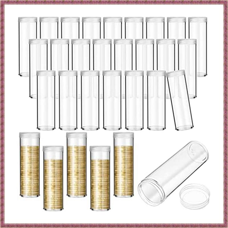 【1854495.my】30PCS Coin Storage Tube Penny Coin Tube with Screw on Lid