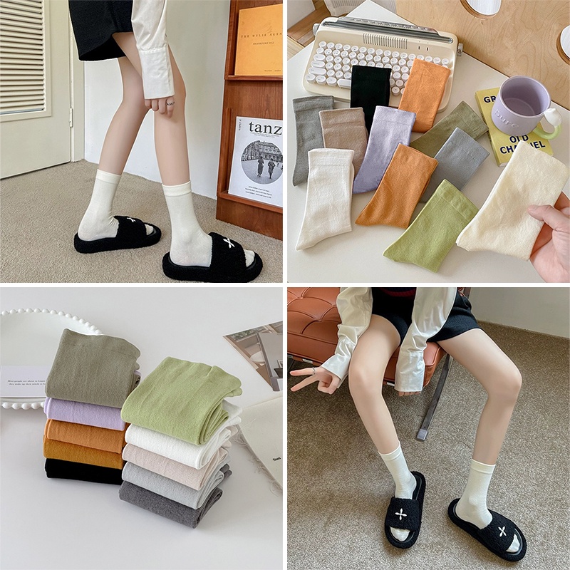 Ins 1 pair Socks Candy Color Minimalism Design Sock Mid-length Student ...