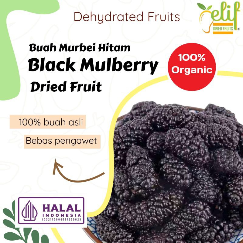 ELIF DRIED FRUITS Dried Wild Black Mulberry / Chinese Black Mulberries