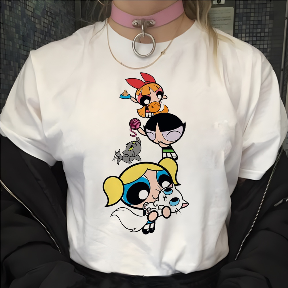 Powerpuff Girls Cartoon t shirt women Y2K Japanese top girl y2k clothes ...