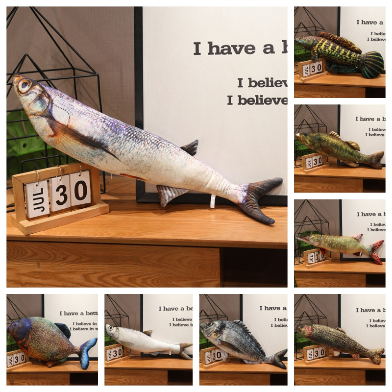 Creative Bass Piranha Doll Fish Plush Toy Simulation 3D Funny Fish ...