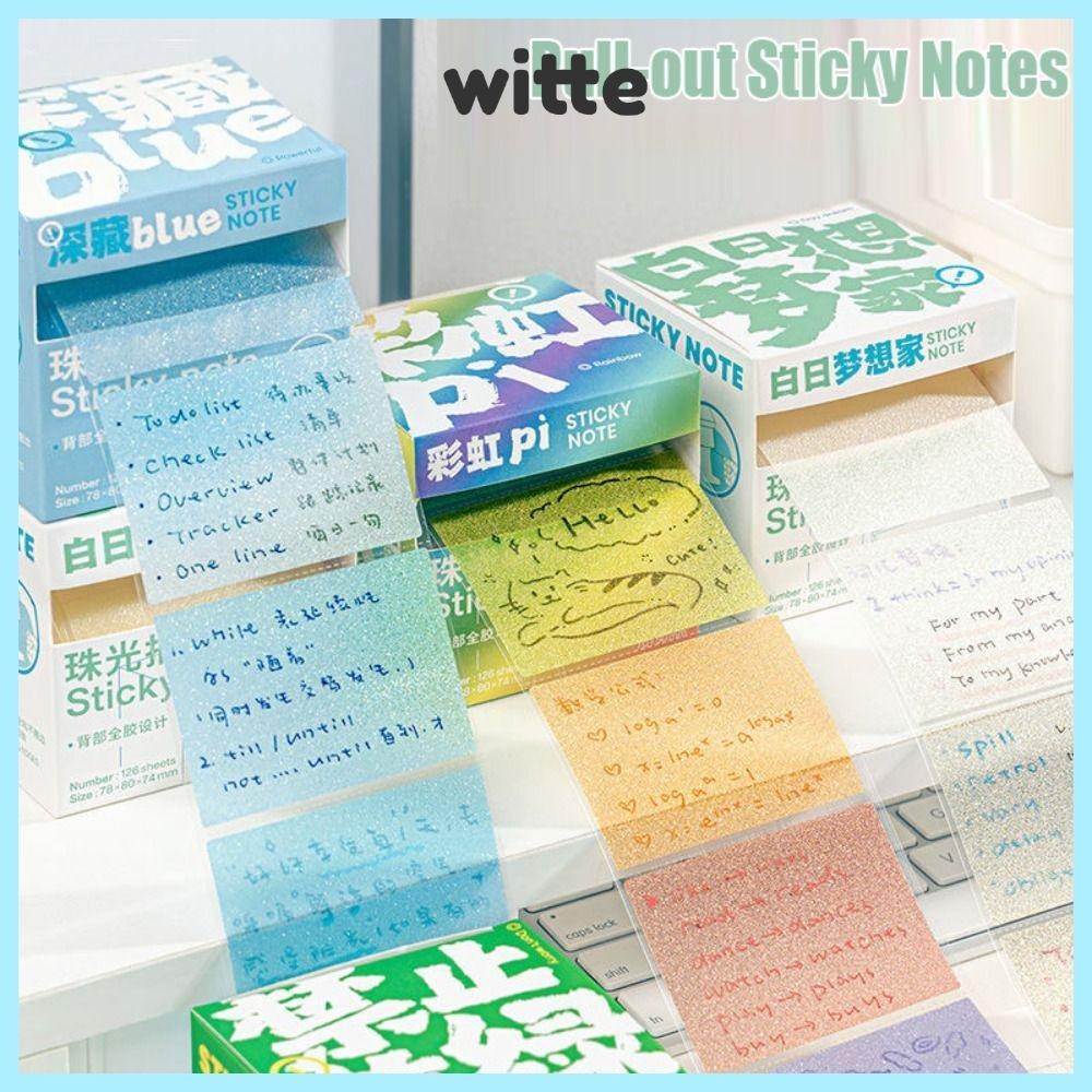 WITTE 126Sheets Pearlescent Sticky Tabs, Transparent Pearl Aesthetic ...